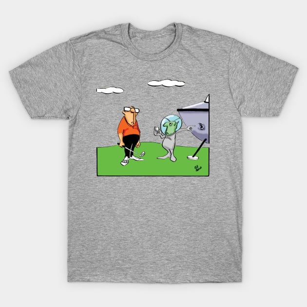 Funny Spectickles Alien Golf Cartoon Humor T-Shirt by abbottcartoons